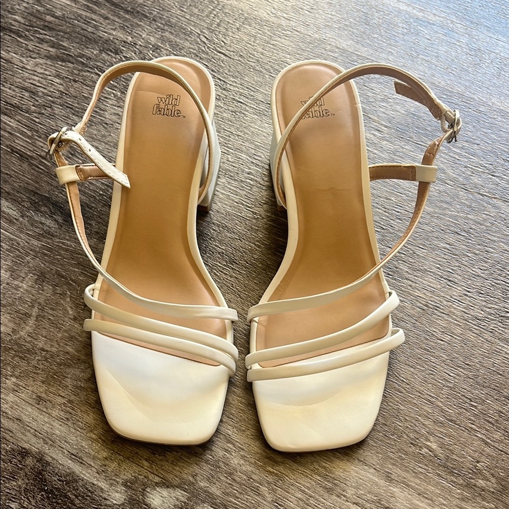 Worn Only Once Wild Fable White Block Heels with Slingback Design